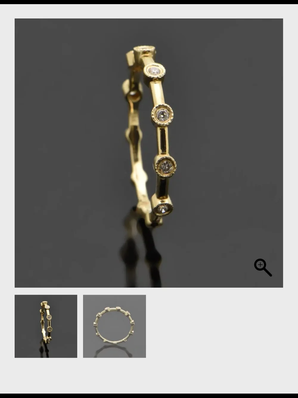 14k Solid Yellow Gold Stacking Band With Moissanite Stones